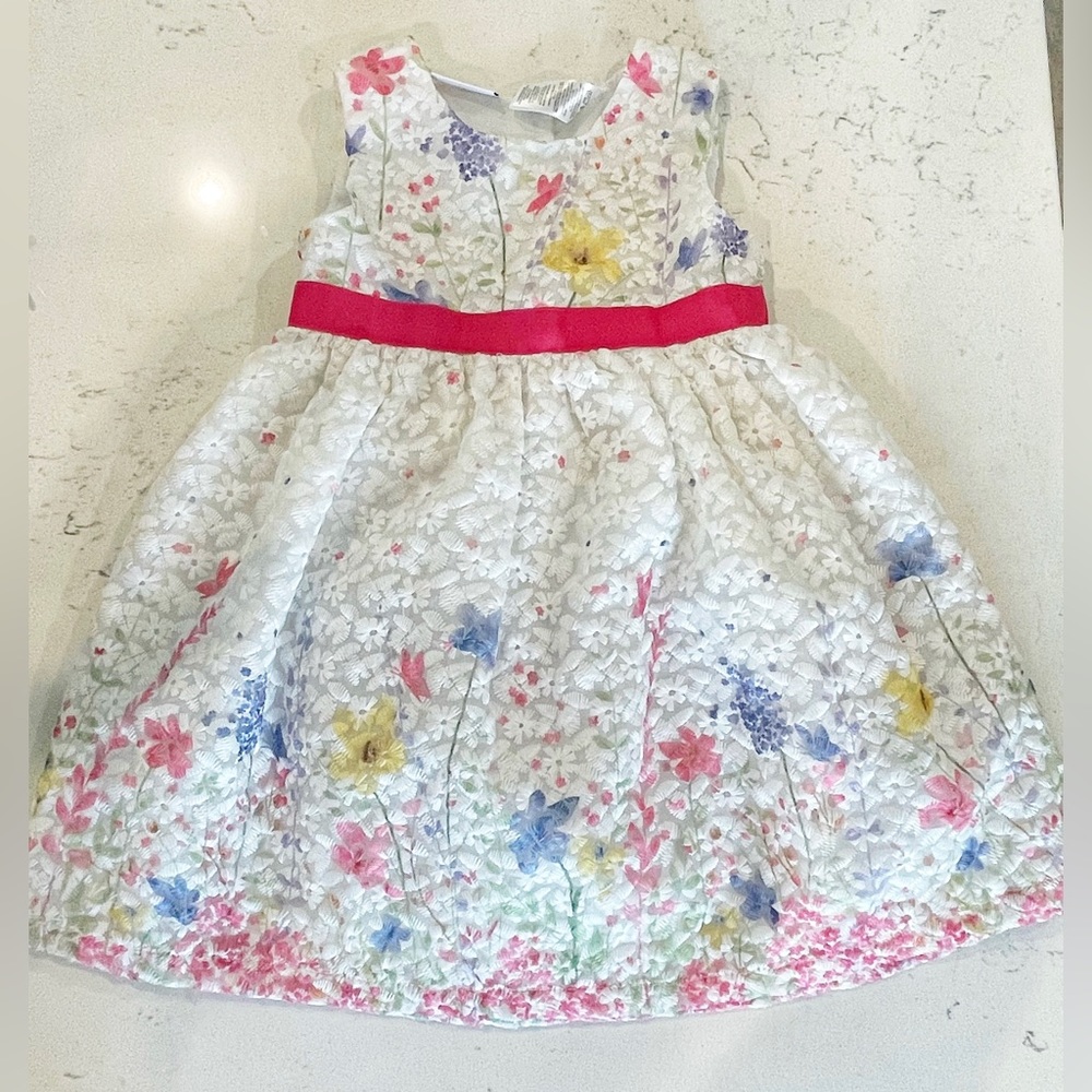 BLUEBERI BOULEVARD Floral Lace Formal Gown Church Dress White Flower Girl 3T